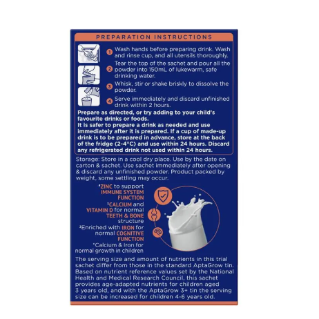 Aptamil Aptagrow Sachets 3+ Years 4x4x27g