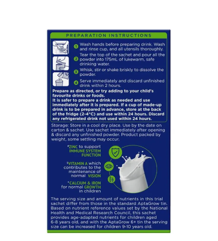 Aptamil Aptagrow Sachets 6+ Years 4x4x35g