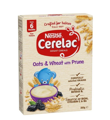 Nestle CERELAC Oats & Wheat with Prune Baby Cereal Stage 2 – 200g