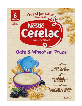 Nestle CERELAC Oats & Wheat with Prune Baby Cereal Stage 2 – 200g