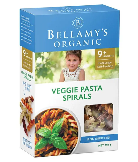 Bellamys Organic Veggie Pasta Spirals 110g