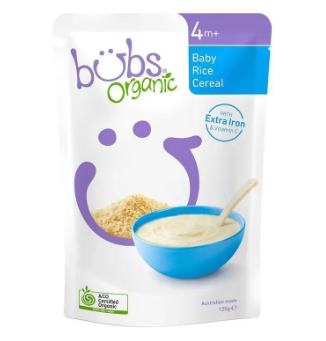 Bubs Organic Baby Rice Cereal 125g