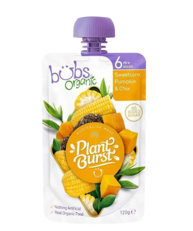Bubs Organic Sweetcorn Pumpkin & Chia 6 Months+ 120g
