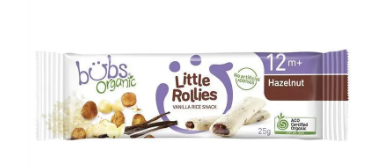 Bubs Organic Little Rollies Hazelnut 12 Months+ 25g