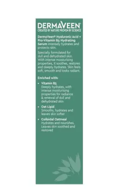 DermaVeen Face Hyaluronic Acid + Pro-Vitamin B5 Hydrating Serum 30ml