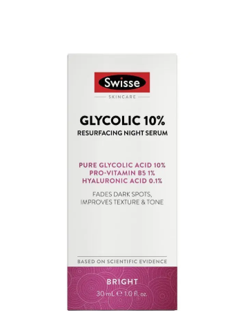 Swisse Skincare Glycolic 10% Resurfacing Night Serum 30ml