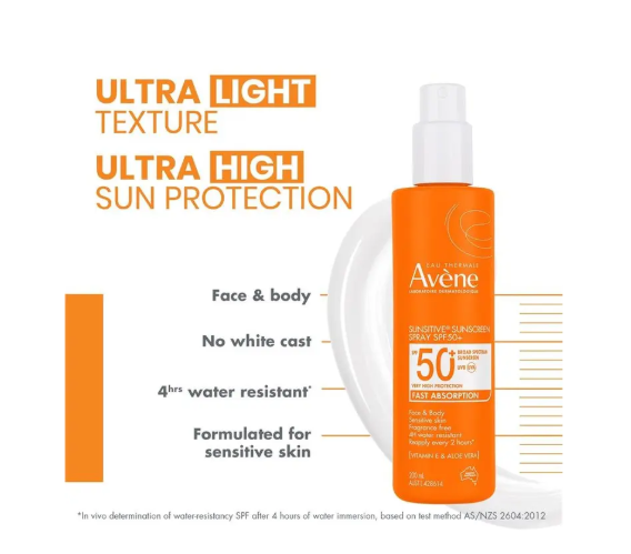 Avene Sunsitive Sunscreen Spray SPF 50+ 200ml
