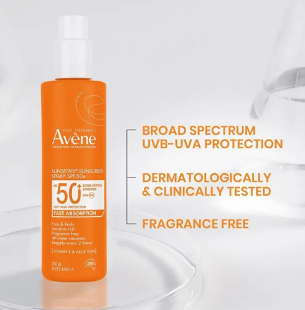 Avene Sunsitive Sunscreen Spray SPF 50+ 200ml