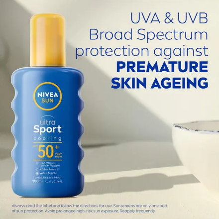 NIVEA Sun Ultra Sport Cooling SPF50+ Sunscreen Spray 200ml