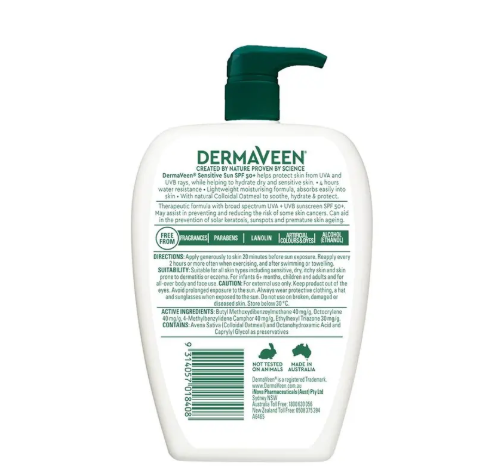 Dermaveen Sensitive Sun SPF 50+ Moisturising Face & Body Cream 500g
