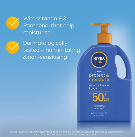 NIVEA Sun Protect & Moisture SPF50+ Sunscreen Lotion Pump 1L
