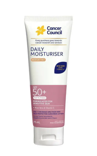Cancer Council SPF 50+ Day Wear Face Matte Medium Tint 75ml Tube