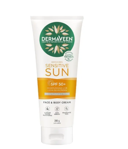 DermaVeen Sensitive Sun SPF 50+ Moisturising Face & Body Cream 200g