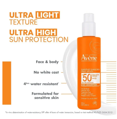 Avene Sunsitive Sunscreen Spray SPF 50+ 200ml