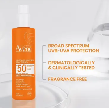 Avene Sunsitive Sunscreen Spray SPF 50+ 200ml