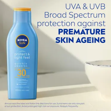 NIVEA Sun Protect & Light Feel SPF30 Sunscreen Lotion 200ml
