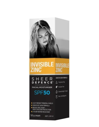 Invisible Zinc SPF 50+ Sheer Defence Facial Moisturiser 50g
