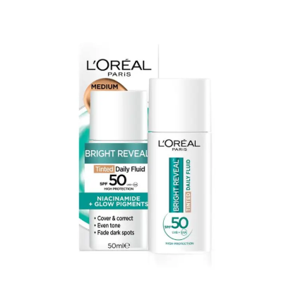 L'Oreal Bright Reveal Tinted SPF 50 Fluid Medium 50ml