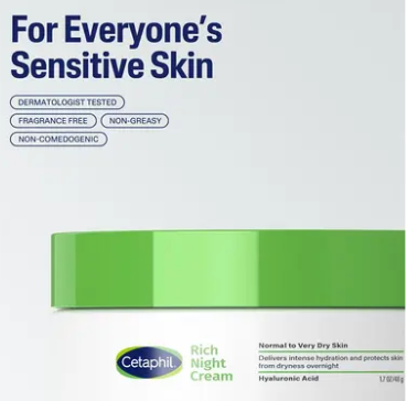 Cetaphil Face Rich Hydrating Night Cream with Hyaluronic Acid 48g