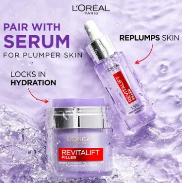 L'Oreal Paris Revitalift Filler Plumping Water Cream Hyaluronic Acid 50ml