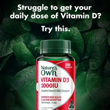 Nature's Own Vitamin D3 1000iu 200 Capsules