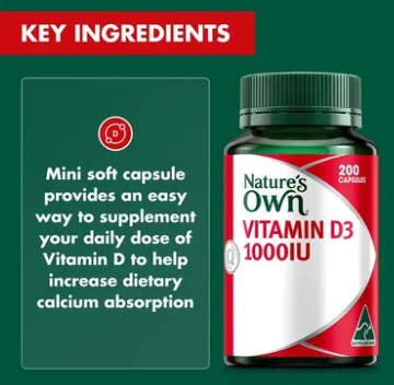 Nature's Own Vitamin D3 1000iu 200 Capsules
