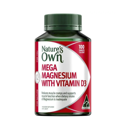 Nature's Own Mega Magnesium With Vitamin D3 100 Tablets