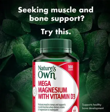 Nature's Own Mega Magnesium With Vitamin D3 100 Tablets
