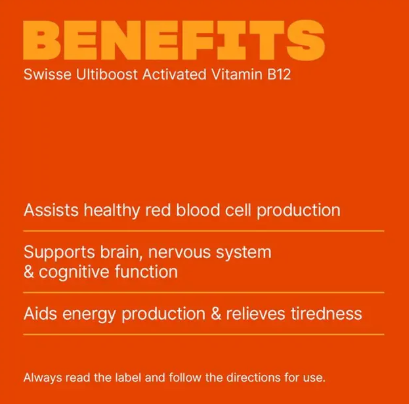 Swisse Ultiboost Activated Vitamin B12 (1000mcg) 60 Tablets