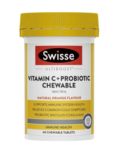 Swisse Vitamin C + Probiotic Chewable 60 Chewable Tablets
