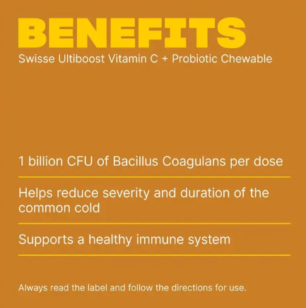 Swisse Vitamin C + Probiotic Chewable 60 Chewable Tablets