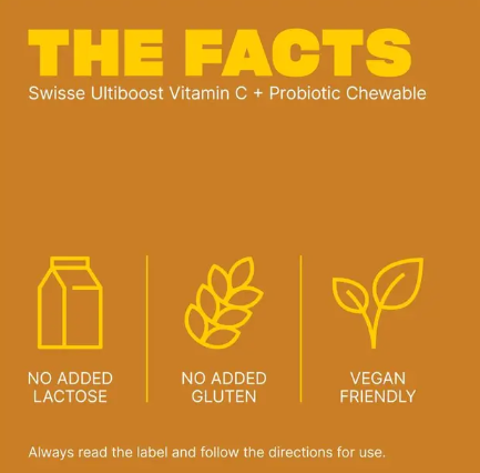Swisse Vitamin C + Probiotic Chewable 60 Chewable Tablets