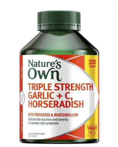 Nature's Own Triple Strength Garlic + C Horseradish 200 Tablets Exclusive Size