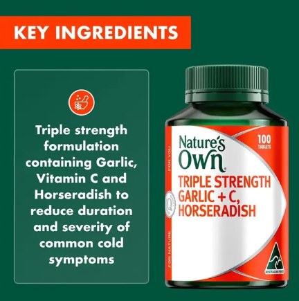 Nature's Own Triple Strength Garlic C Horseradish 100 Tablets