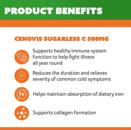 Cenovis Sugarless C 500mg 300 Orange Flavour Chewable Tablets