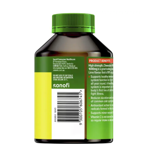 Cenovis Chewable Mega Vitamin C 1000mg Lemon Lime 120 Tablets