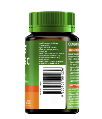 Cenovis Sugarless C 500mg 100 Orange Flavour Chewable Tablets