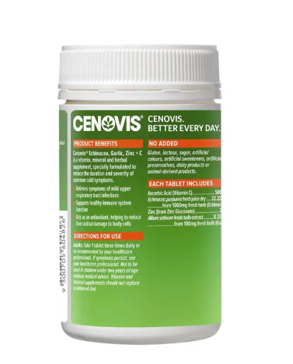 Cenovis Echinacea, Garlic, Zinc + C 180 Tablets Exclusive Size