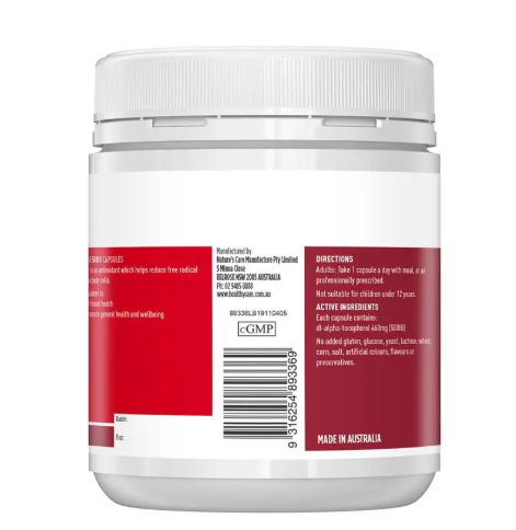 Healthy Care Vitamin E 500IU 200 Capsules