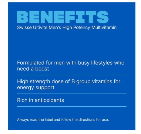 Swisse Men's Ultivite Power Multivitamin 40 Tablets