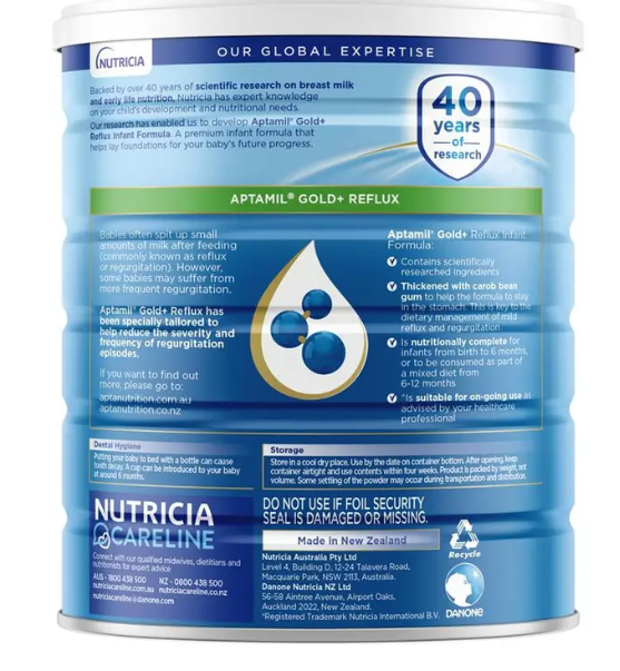 Aptamil Gold+ Reflux Baby Infant Formula Regurgitation or Mild Reflux From Birth to 12 Months 900g