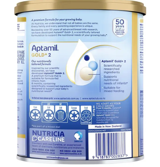 Aptamil Gold+ 2 Baby Follow-On Formula From 6-12 Months 900g