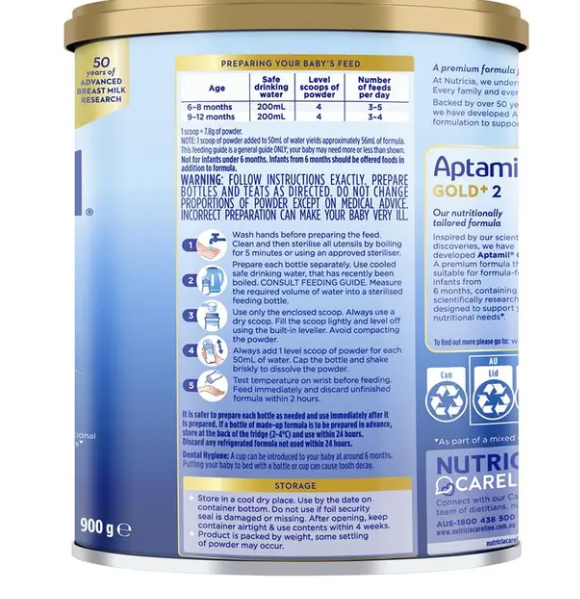 Aptamil Gold+ 2 Baby Follow-On Formula From 6-12 Months 900g