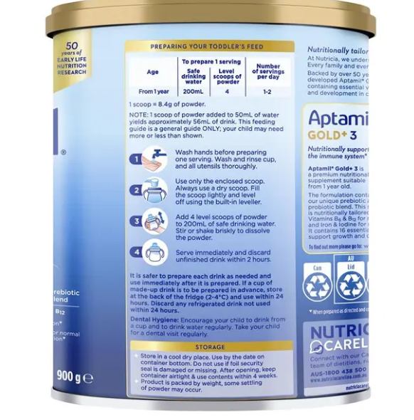 Aptamil Gold+ 3 Toddler Nutritional Supplement From 1 Year 900g