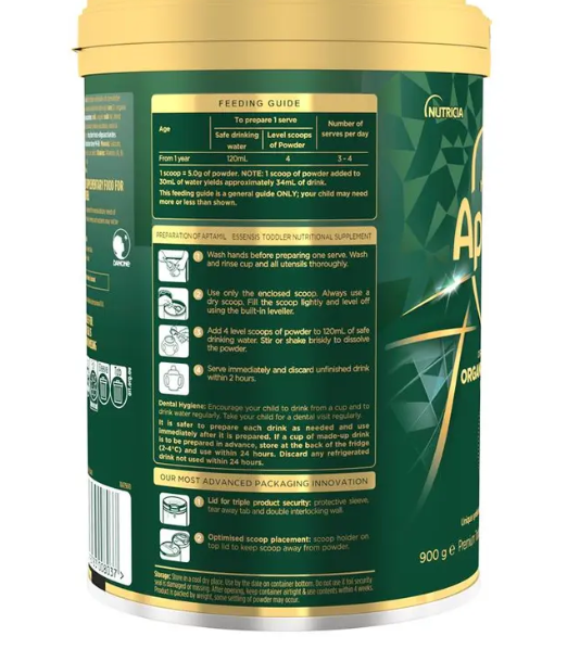 Aptamil Essensis Organic A2 Protein Milk 3 Premium Toddler Nutritional Supplement From 1 Year 900g