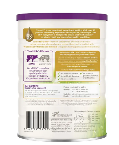 A2 Gentle Gold Premium Toddler Milk Drink Stage 3 From 1 Years To 3 Years 800g