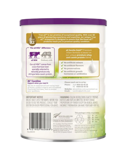 A2 Gentle Gold Premium Infant Formula Stage 1 From Birth 800g