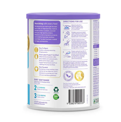 Bubs Goat Infant Formula 800g