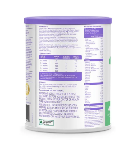 Bubs Organic GrassFed Follow-on Milk Formula 800g