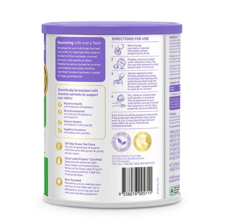 Bubs Organic Grass Fed Toddler Milk 800g